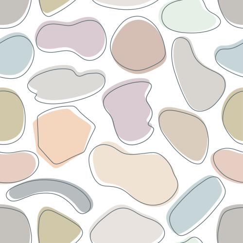 Illustration colored decorative shapes, contours on white