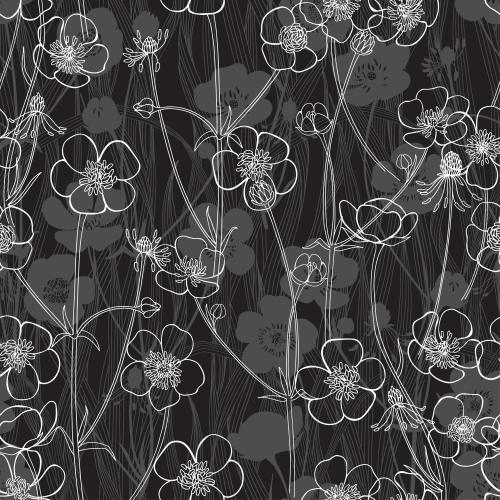 Grass. Vector lilies and grass on black