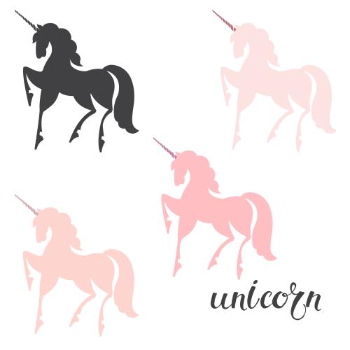 Unicorn. Vector unicorns four options on white