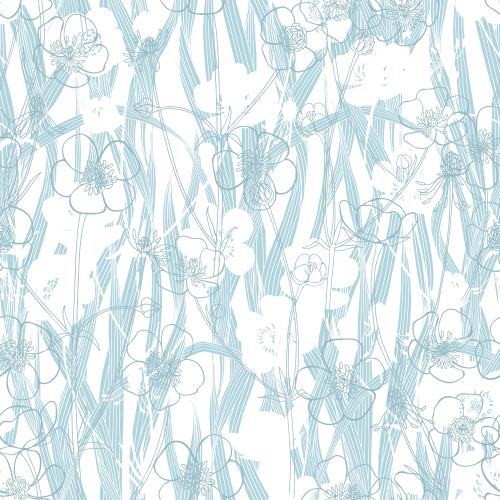 Buttercup. Vector lilies and grass