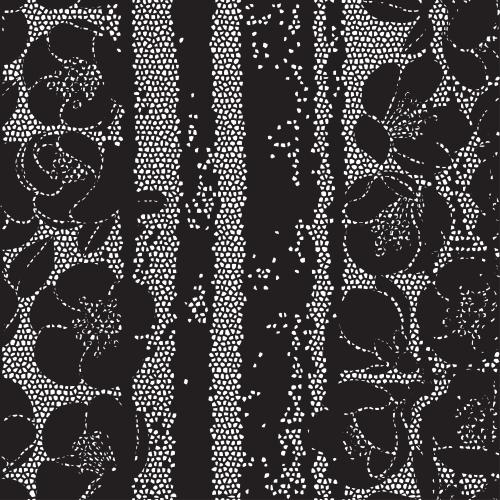 Japanese quince. Vector japanese quince, black silhouettes of flowers on a black mosaic