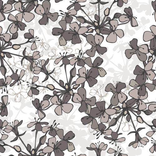 Illustration contour silhouettes of brown pastel flower shades on white