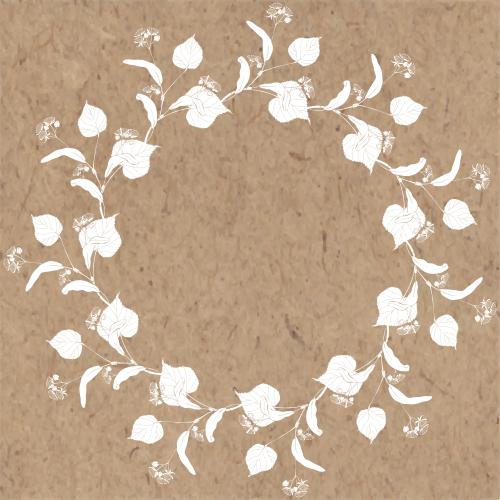 Linden. Vector round frame with flowering linden branches on craft