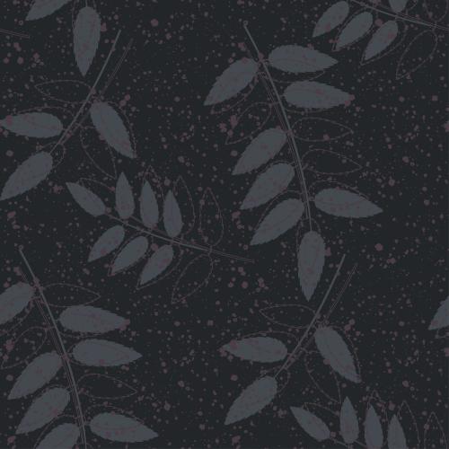 Blot. Vector branches with leaves decorative spots on dark gray