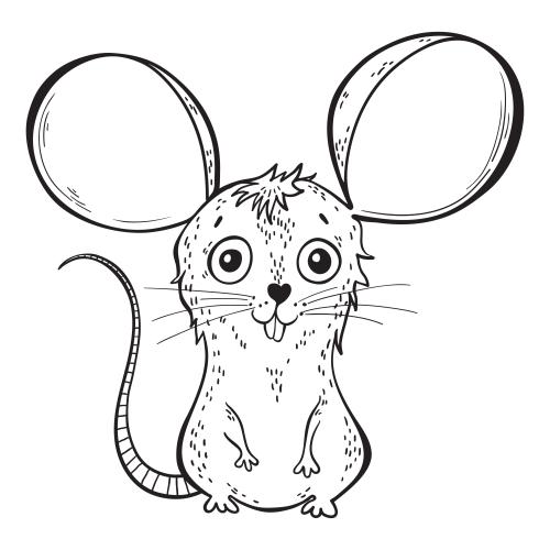 Mouse. Vector cute cartoon mouse on white