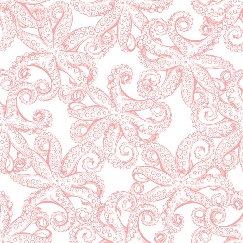 Octopus. Vector pink contours on white octopuses