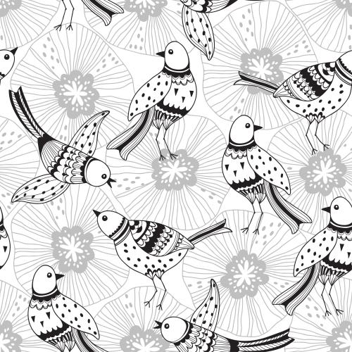 Vector image cartoon birds on a flower