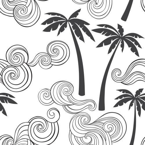 Palm. Vector palms waves on white