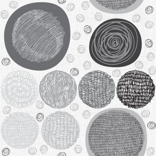 Oval. Vector abstract doodle circles on white in small check