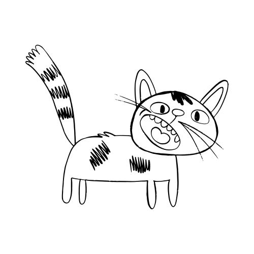 Illustration cartoon meowing cat