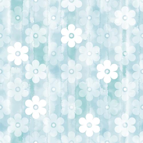 Illustration silhouettes of stylized flowers on blue watercolor