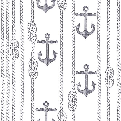 Anchor. Vector anchors naval knots and ropes on white