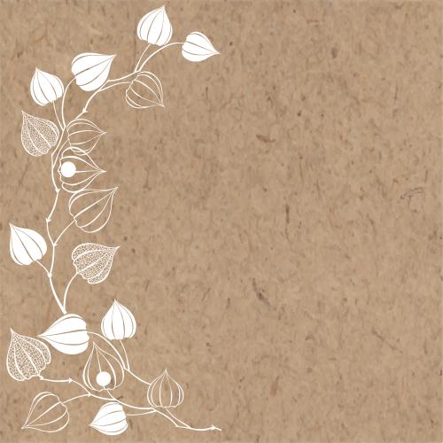 Vector image physalis place for text white silhouettes on craft