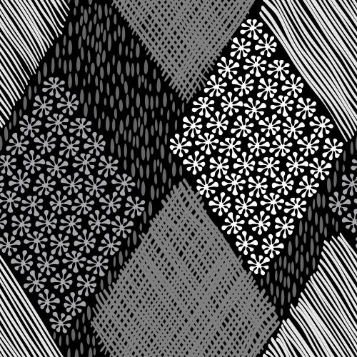 Checkered. Vector diamonds checkered striped and floral on black