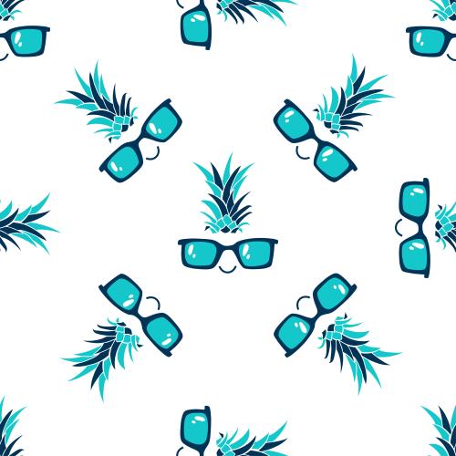 Pineapple. Vector cartoon characters in sunglasses on white