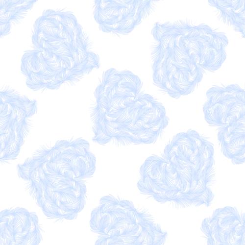 Vector image hearts from blue feathers on white