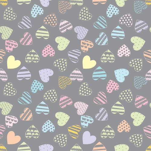 Valentine. Vector multicolored decorative hearts on gray