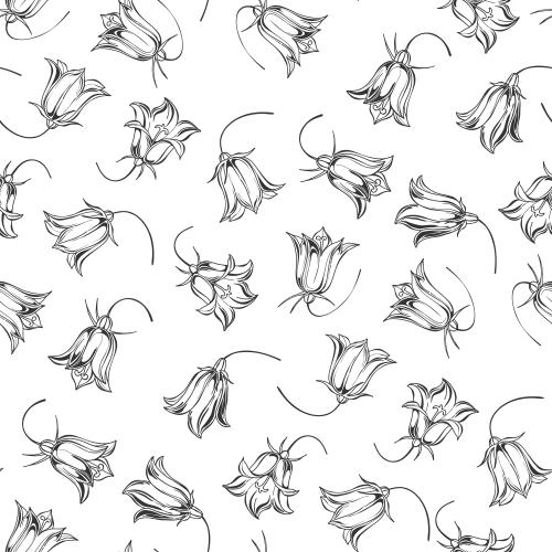 Illustration bells flower contours on white