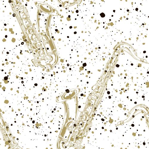 Blot. Vector saxophones, decorative spots on white