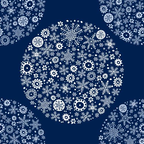 Snowflake. Vector white snowflakes in circles on blue