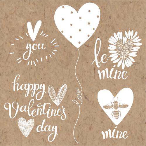 Illustration romantic symbols on craft
