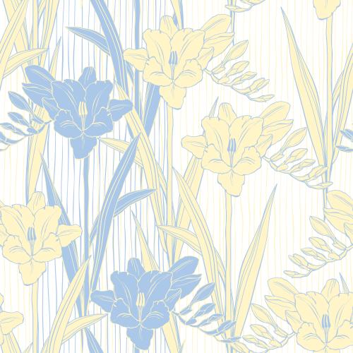 Stripe. Vector freesias on white