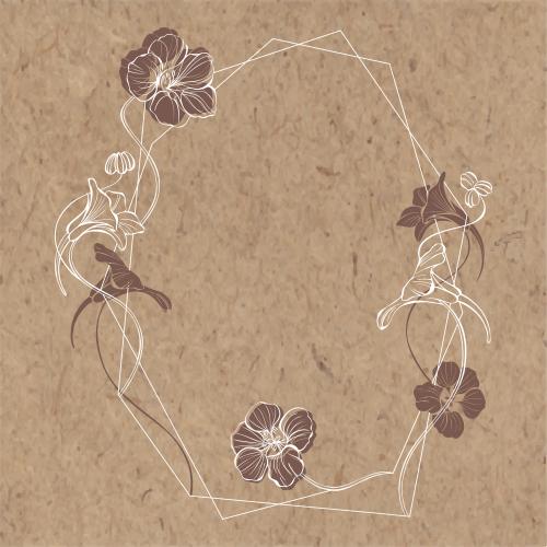 Nasturtium. Vector geometric frame with nasturtium on craft
