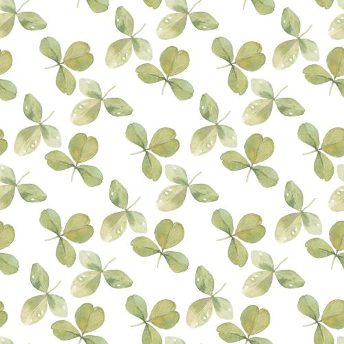 Raster image watercolor clover leaves on white