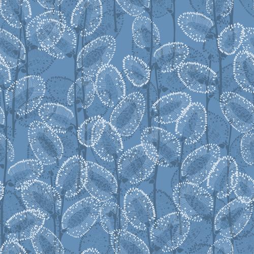 Willow. Vector willow branches on blue
