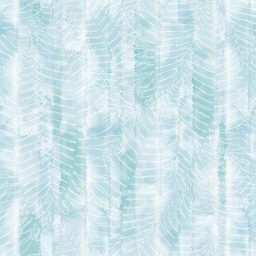 Vector image fern leaves, white outlines on blue watercolor