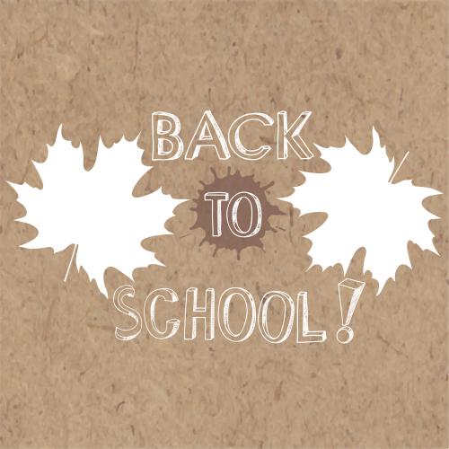Blot. Vector maple leaves ink blot inscription back to school on craft