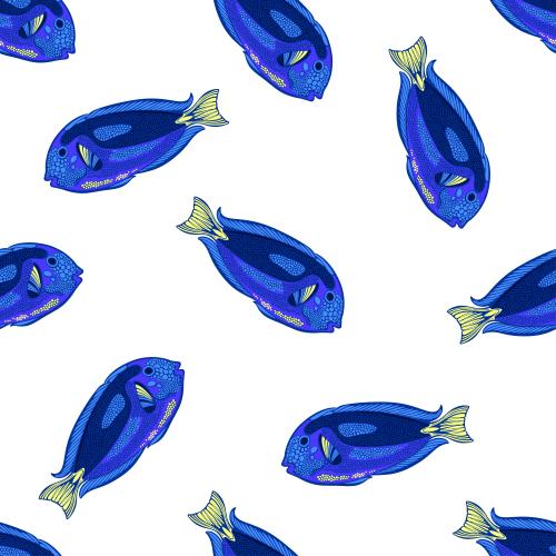 Vector image exotic blue fish on white