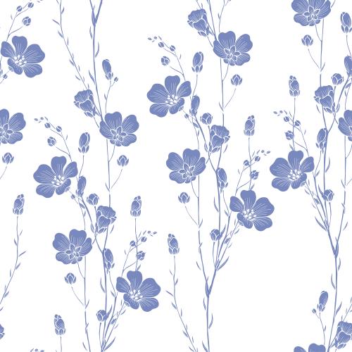 Flax. Vector soft-blue silhouettes of flowering flax on white
