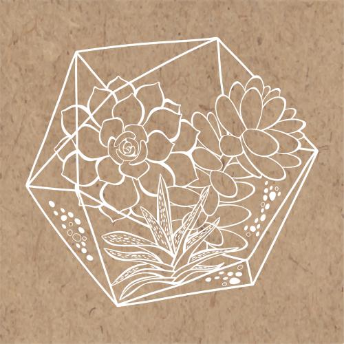 Item. Vector succulents in a florarium on craft