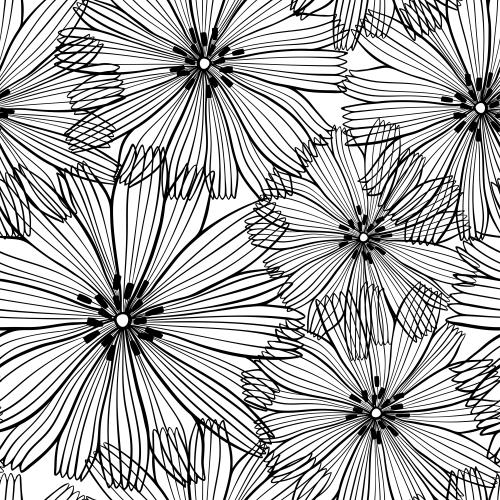 Vector image black lace flowers on white