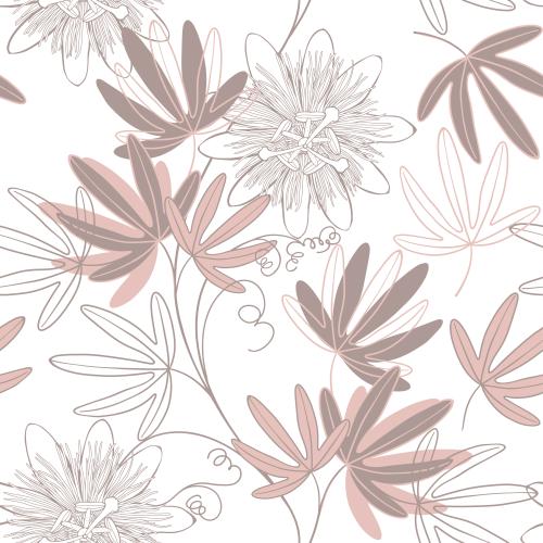Passionflower. Vector passion flower, flowers and leaves on white
