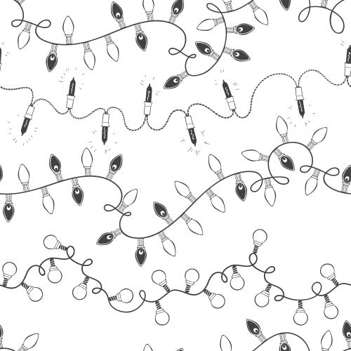 Garland. Vector monochromatic garlands with bulbs on white