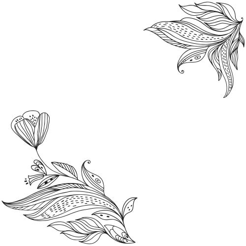 Vector image fantasy flowers and leaves space for text on white corner composition