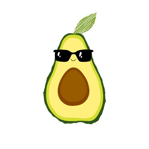 Avocado. Vector cartoon-style avocado half in sunglasses