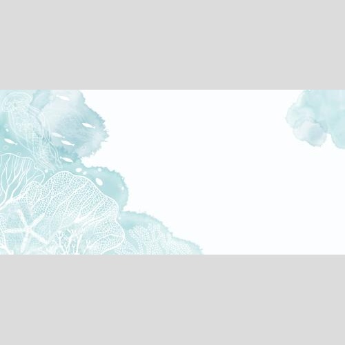 Jellyfish. Vector jellies fish sea star corals algae blue watercolor fragments text area on white