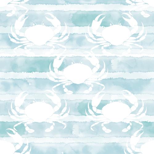 Vector image crabs white silhouettes on blue watercolor