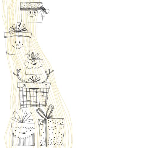Illustration cartoon gift boxes, wavy lines and space for text on white