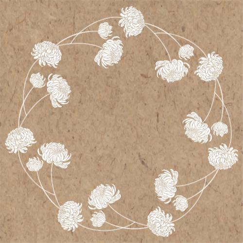 Chrysanthemum. Vector chrysanthemums round frame on craft