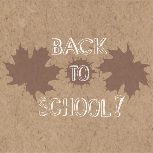 Blot. Vector brown silhouettes of maple leaves splatters back to school text on craft