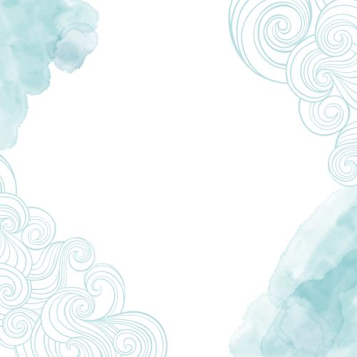 Illustration decorative waves blue watercolor fragments space for text on white