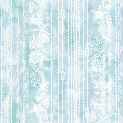 Vector image sea stars shells nautilus fish ropes ropes with sea knots on a blue watercolor