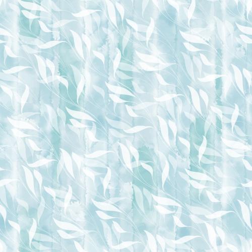 Illustration silhouettes of wavy branches with leaves on a blue watercolor diagonal composition