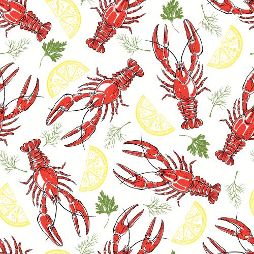 Dill. Vector shrimp lime slices dill sprigs colored on white