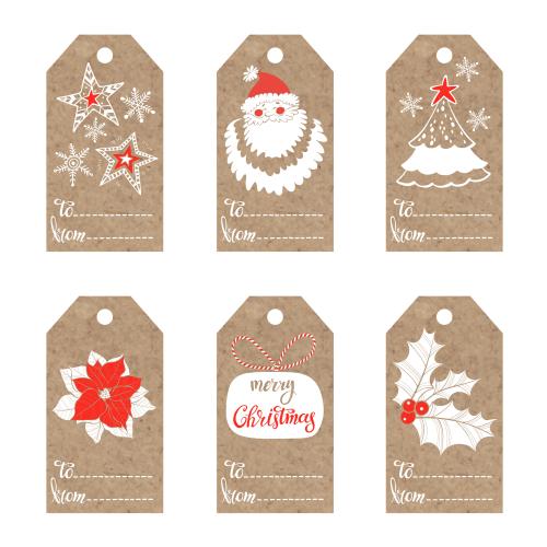 Item. Vector craft holiday tags on the theme of christmas and new year