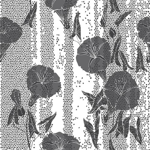 Bindweed. Vector blooming morning glory on mosaic